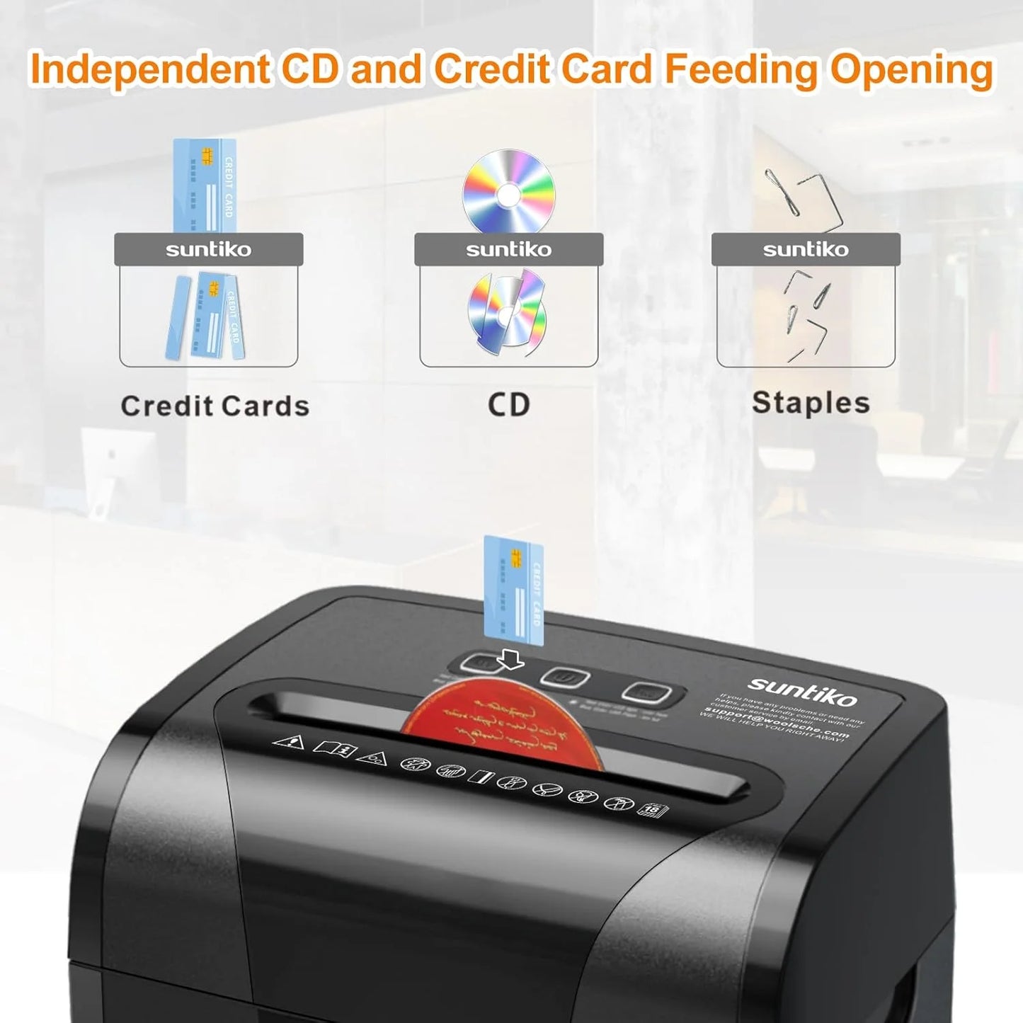 Paper Shredder, 18-Sheet Cross Cut Level P-4, Shred Paper/Credit Card/CD, with Large Pull Out Bin,Insert Auto Jam Proof System Shredder for Home&Office