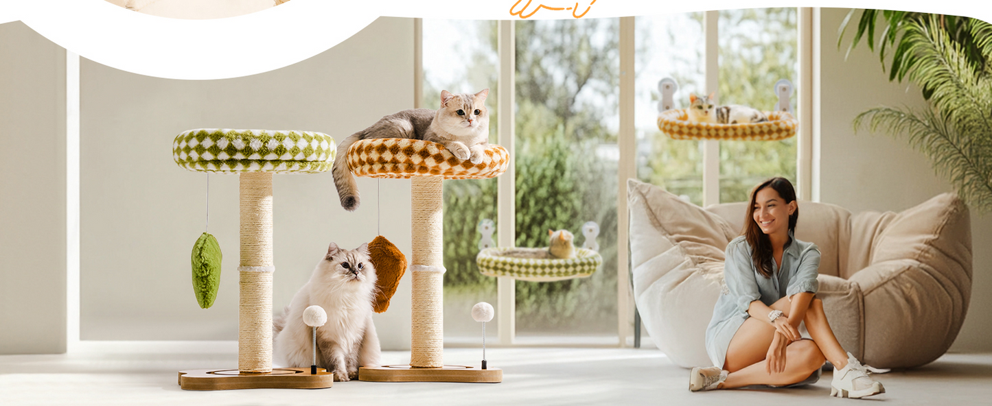 ROBOTIME ,MEWOOFUN,Cat Scratching Post With Bed