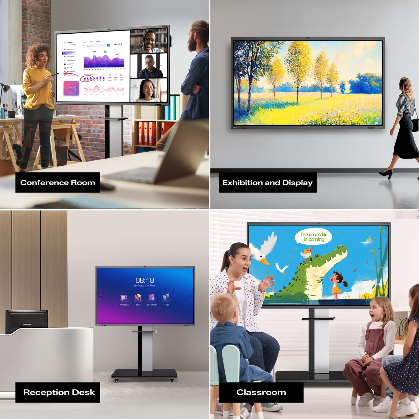 Horion 65-inch Smart Board 4k Interactive Display Digital Whiteboard with 48MP Camera Android 13 All in One 50-Point Multi-Touch Electronic Smart White Board for Office Classroom (with Wall Mount)