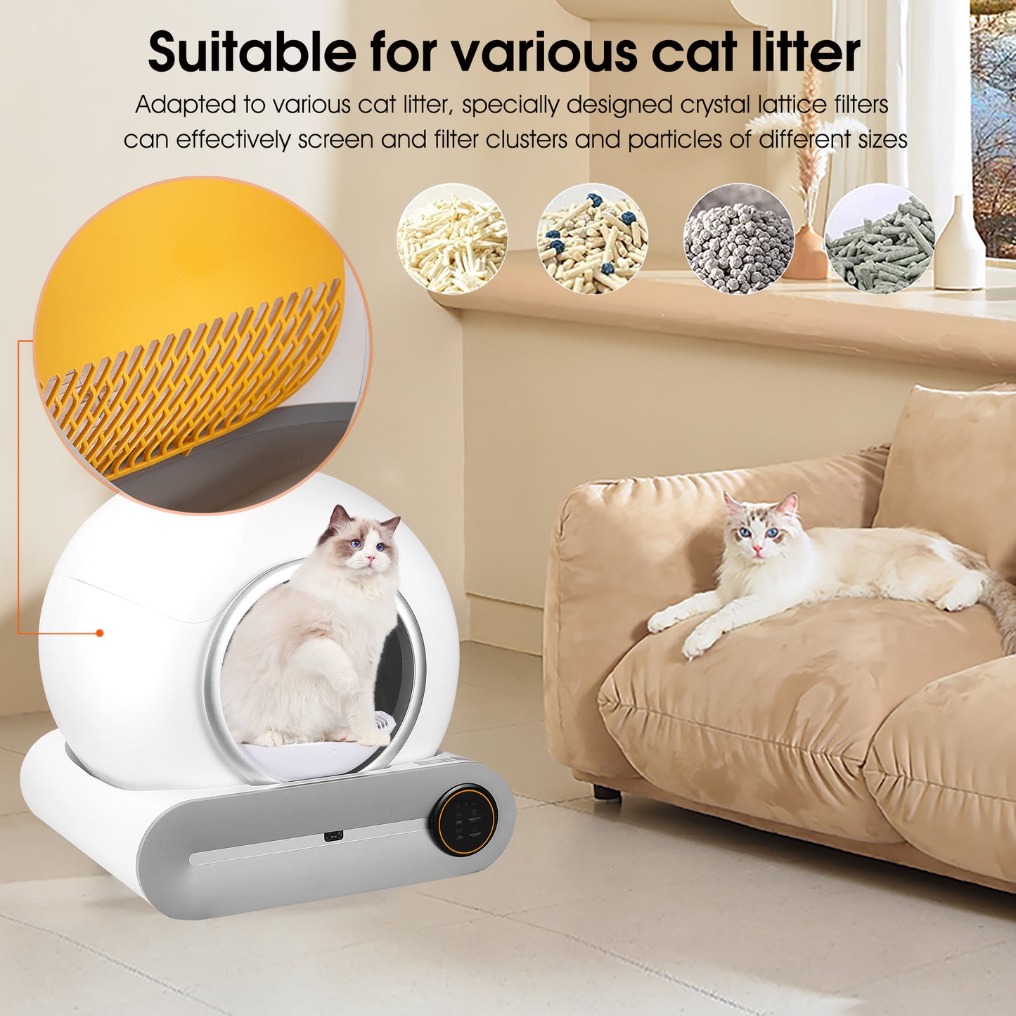 Self-cleaning litter box,Smart automatic litter box,Automatic scooping and deodorizing litter box