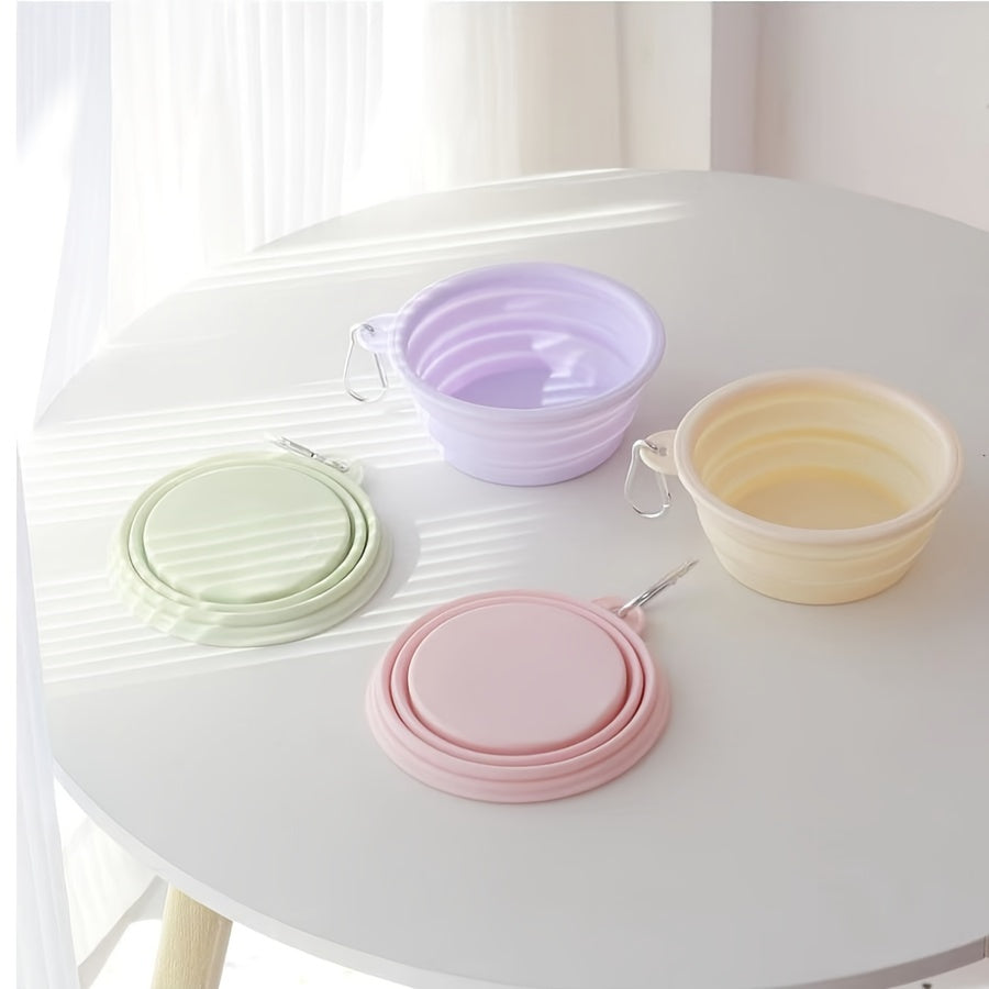 11.83oz Portable Foldable Pet Bowl – Macaron Color, Travel Silicone Bowl