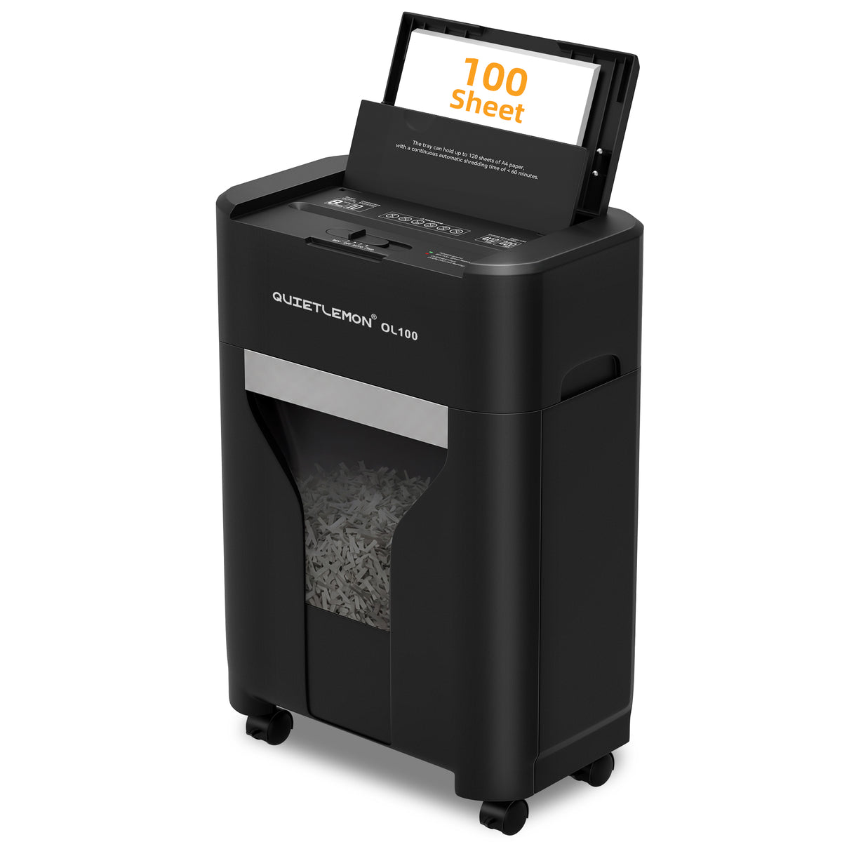 QUIETLEMON 100-Sheet Auto Feed Paper Shredder, P-4 Cross-Cut Heavy Duty Shredder for Home Office