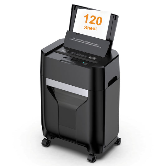 QUIETLEMON 120-Sheet Auto Feed Cross-Cut Paper Shredder Heavy Duty 8 Sheets Manual Shredders with 5.3 Gal Pullout Bin