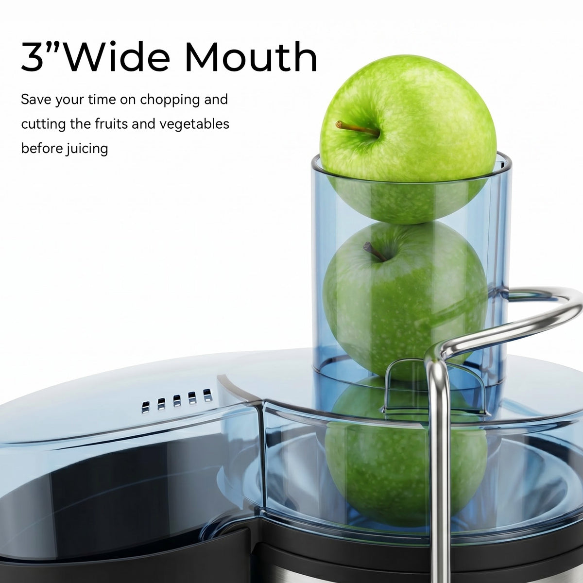 Acpouw 27fl oz Electric Juicer Machine, 3 Inch Wide Feed Chute, Centrifugal Juicer for Whole Fruits and Vegetables, Easy to Clean, Silver