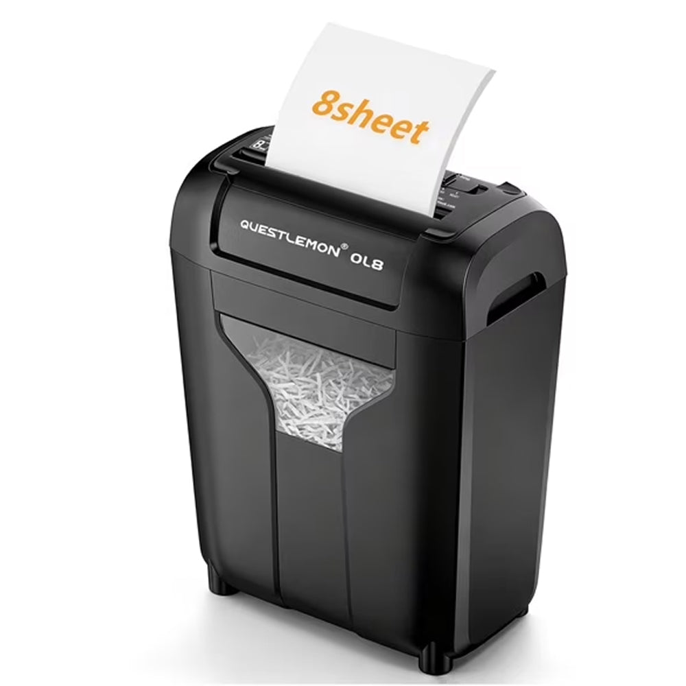 QUESTLEMON 8-Sheet Cross Cut Paper Shredder and Credit Card Shredder with 4Gal Bin for Home Use