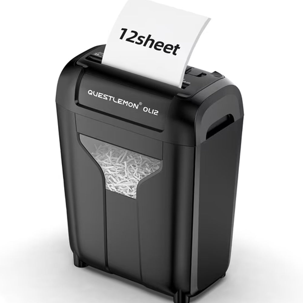 QUESTLEMON 12-Sheet Cross Cut Paper Shredder, 4.5Gal Home Office Shredders for Paper, Credit Card, Mail, Staples, with Jam-Proof System , P-4 Security Level