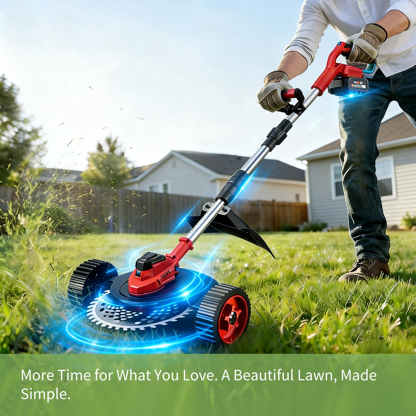 QUIETLEMON 9 inch 21V Cordless Electric Weed Eater, Battery Powered Weed Wacker & Lightweight Grass Trimmer with 4.0Ah Battery for Trimming and Edging