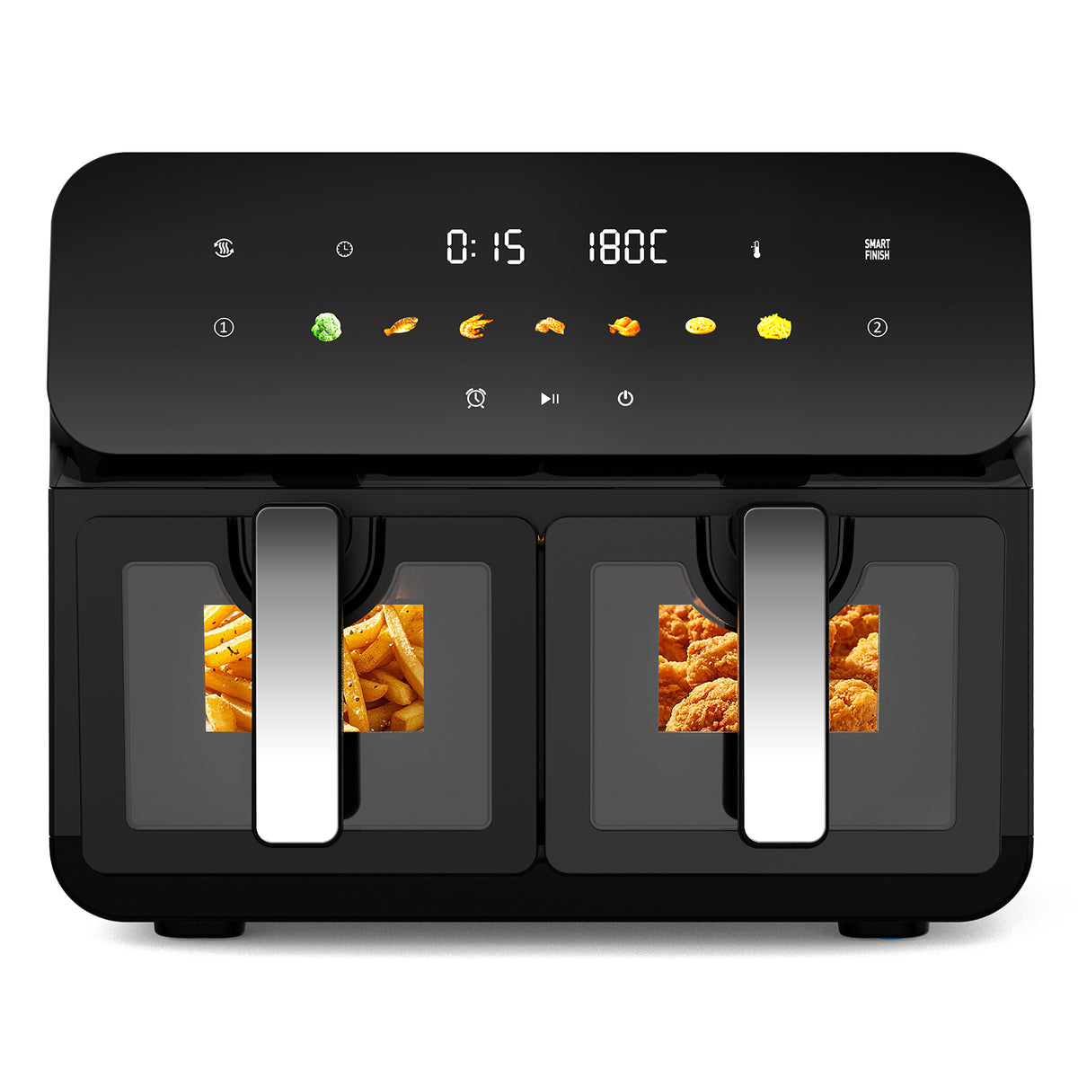 10QT Dual Air Fryer, Double Basket Air Fryer with 2×5QT Baskets, Digital Touchscreen Control, Easy-View Window, SyncCook Function, Cook 2 Dishes at Once for Family of 4-6, 1700W