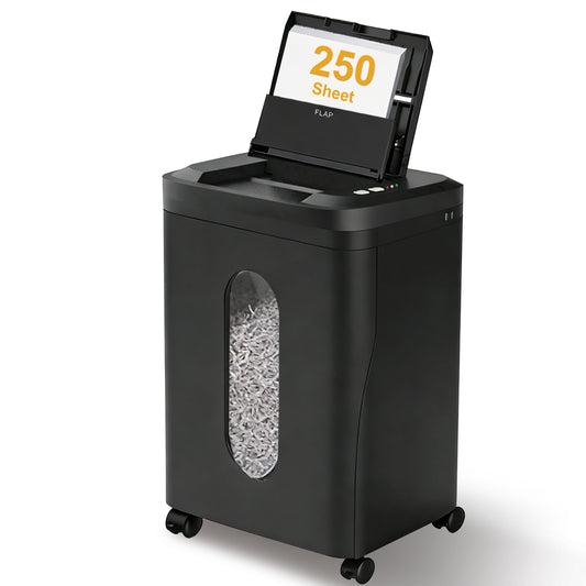 Acpouw 250-Sheet Auto Feed Micro-Cut Paper Shredder, P-5 Security, 8-Sheet Manual, 60-Min Run Time, 8.72 Gallon Bin, 60dB Quiet Heavy-Duty Office Shredder