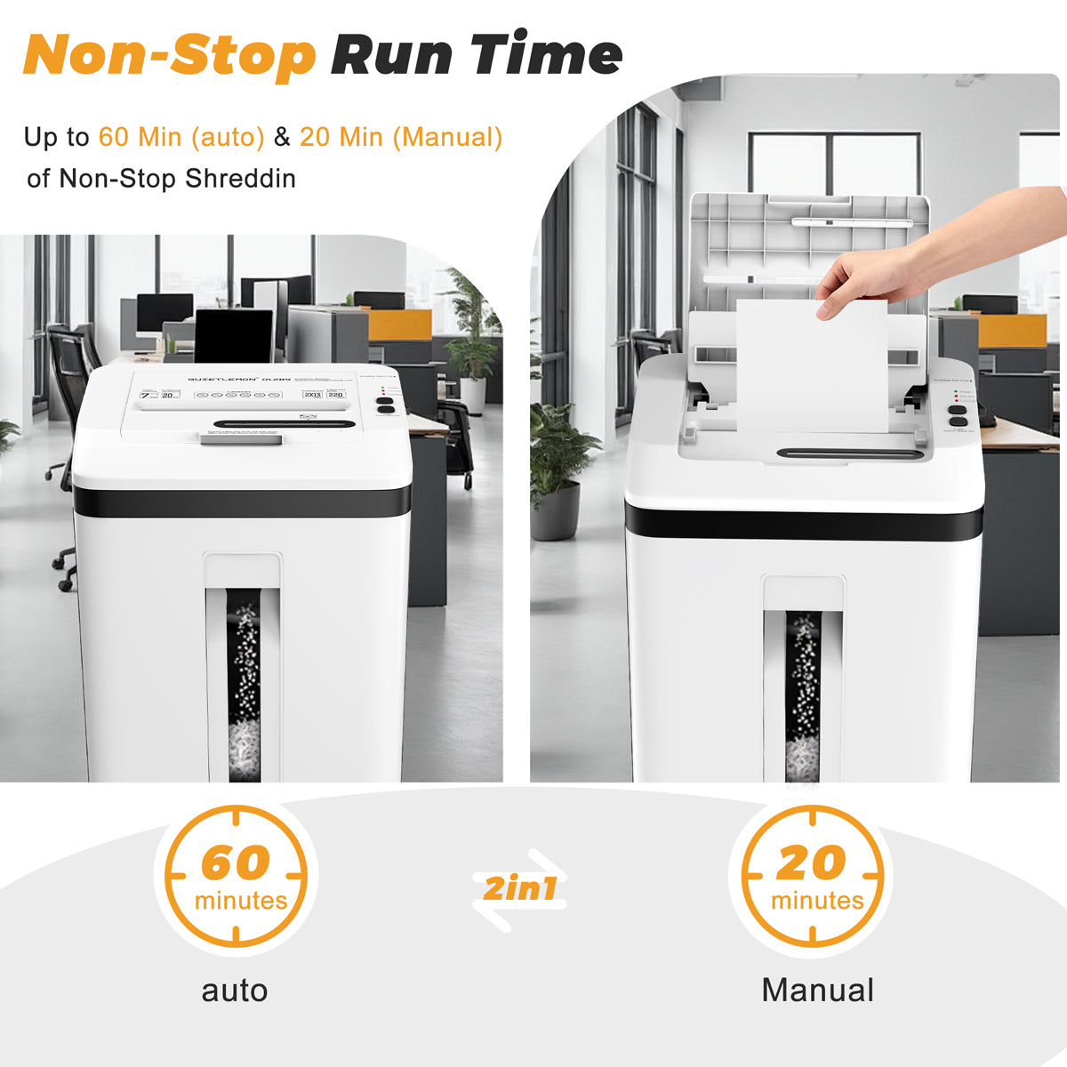 QUIETLEMON Heavy Duty Paper Shredder for Home Office, 150-Sheet Auto Feed Micro Cut Document Shredder, 5.3Gal Bin, P5 Security, Shreds Paper, Credit Card, CDs, Clips & Staples