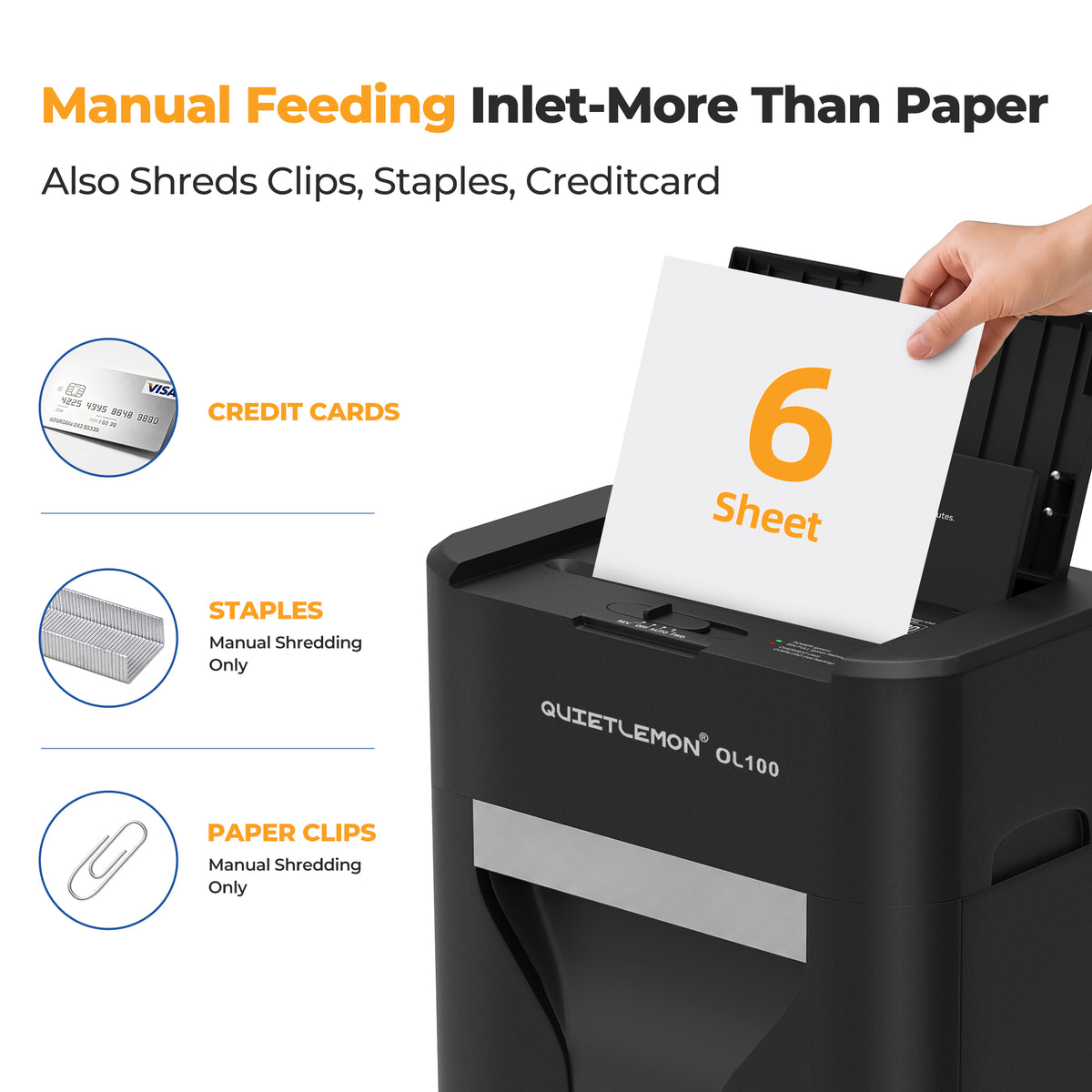 QUIETLEMON 100-Sheet Auto Feed Paper Shredder, P-4 Cross-Cut Heavy Duty Shredder for Home Office