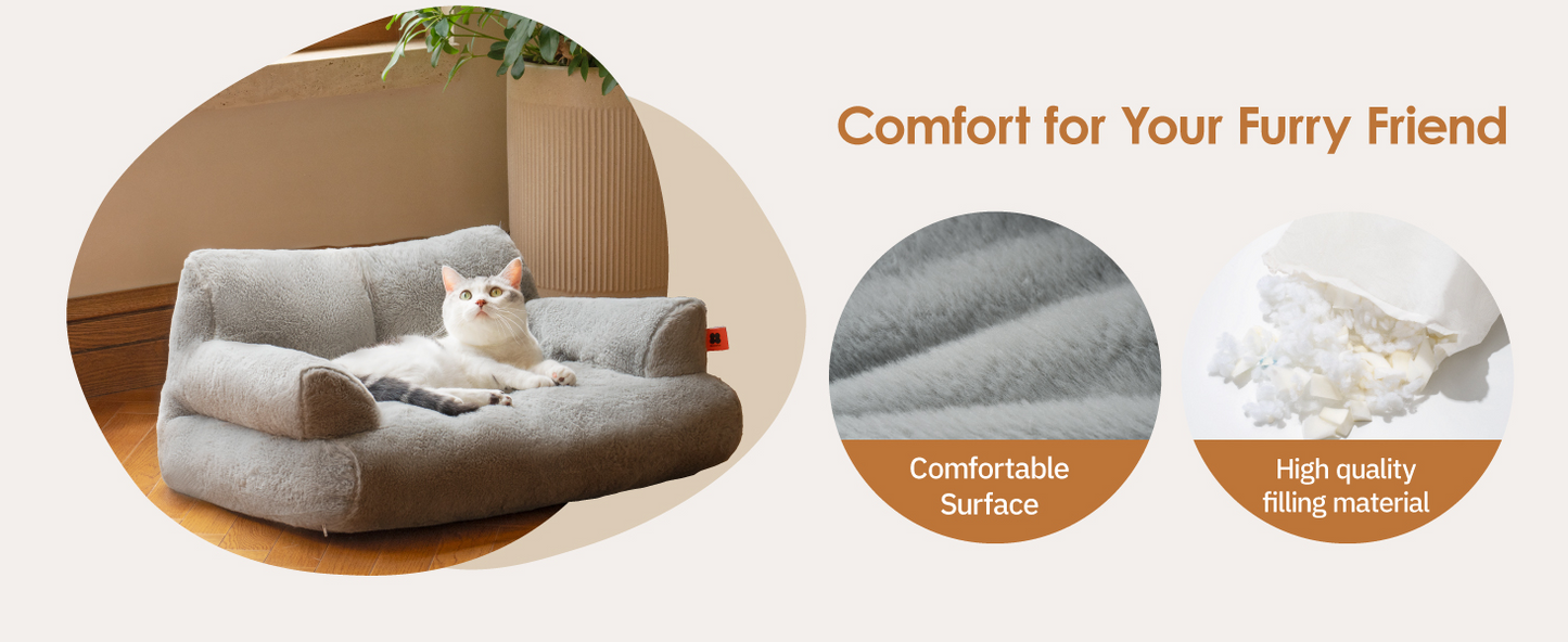 MEWOOFUN,Cat Bed,Washable Dog Beds,Fluffy Cat Couch,Non-Slip Bottom