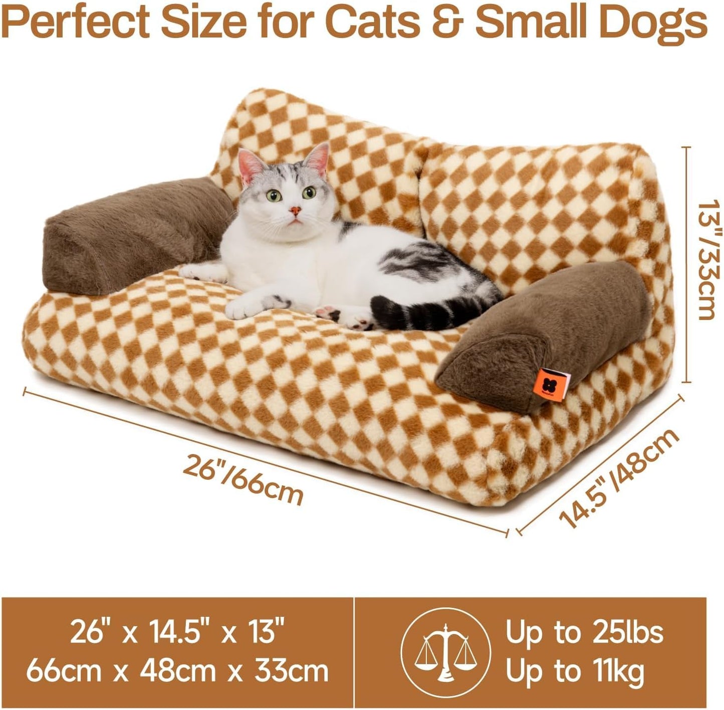 MEWOOFUN,Cat Bed,Washable Dog Beds,Fluffy Cat Couch,Non-Slip Bottom