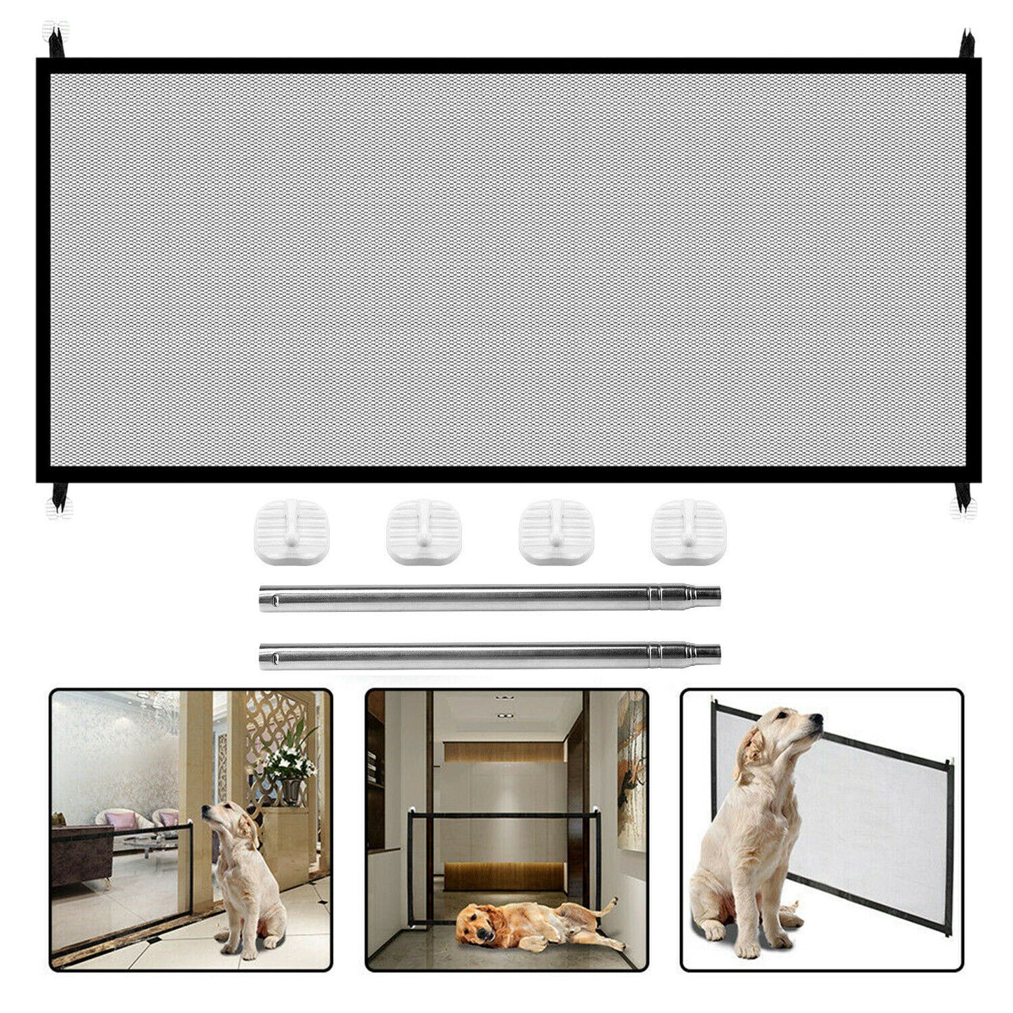 Magic Pet Gate,Mesh Dog Gate,Puppy Gates and Baby Gate,Dog Safety Fence,Pet Safety Gate Mesh Fence