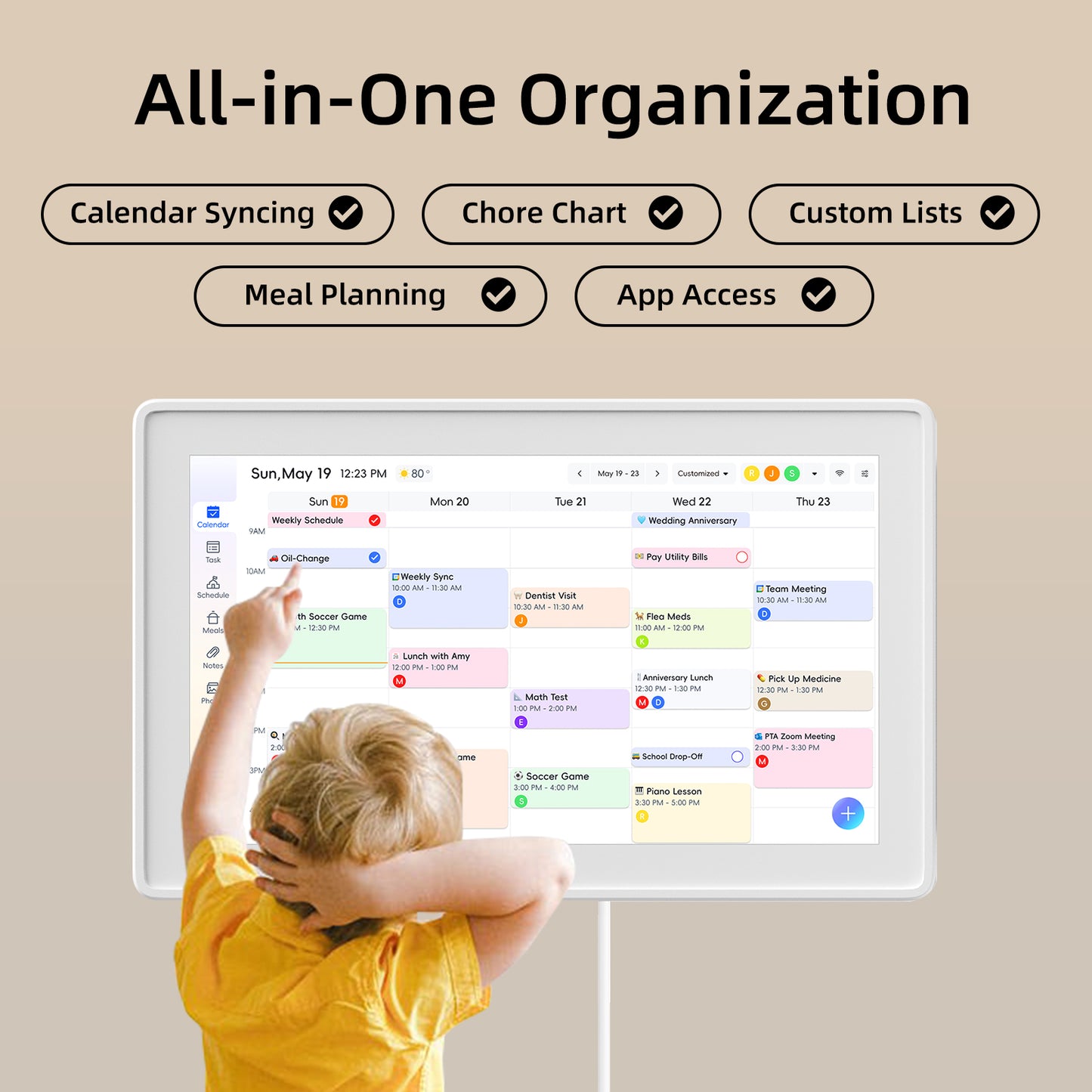 Acpouw 15.6in All-in-One Touchscreen Family Digital Calendar and Chore Chart, Smart Sync Interactive Display & Switchable Digital Photo Frame — Perfect for Organizing Your 2026 Schedule