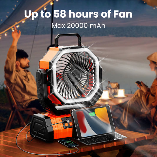 ADUST Camping Battery Powered Fan with LED Lantern Light