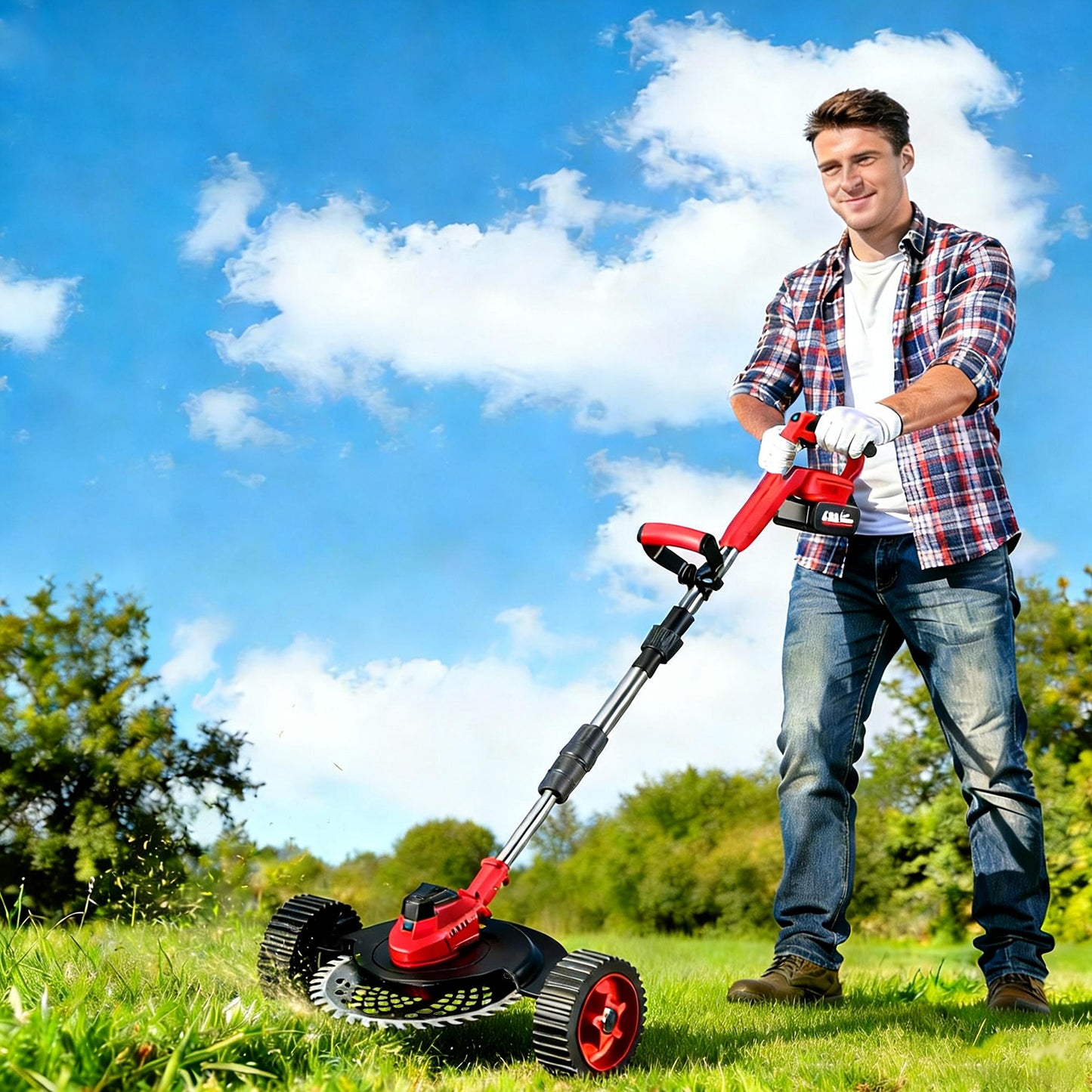 QUIETLEMON 9 inch 21V Cordless Electric Weed Eater, Battery Powered Weed Wacker & Lightweight Grass Trimmer with 4.0Ah Battery for Trimming and Edging
