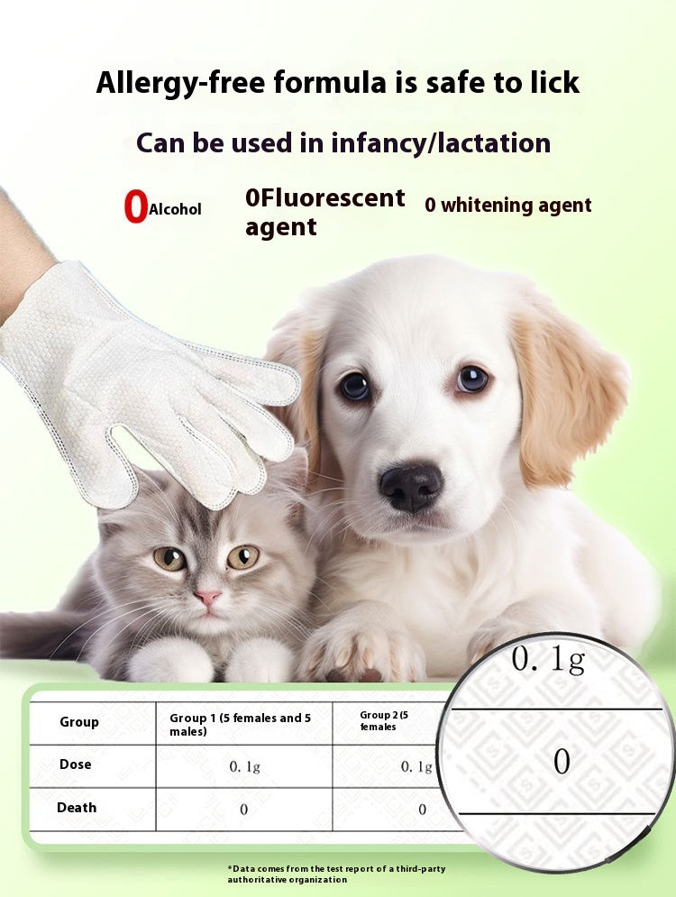 Pet No-Wash Cleaning Gloves Dog Bath Deodorizing Cat Puppy Kitten Dry Cleaning Cleaning Wipes Supplies6Piece,Pet,Bath