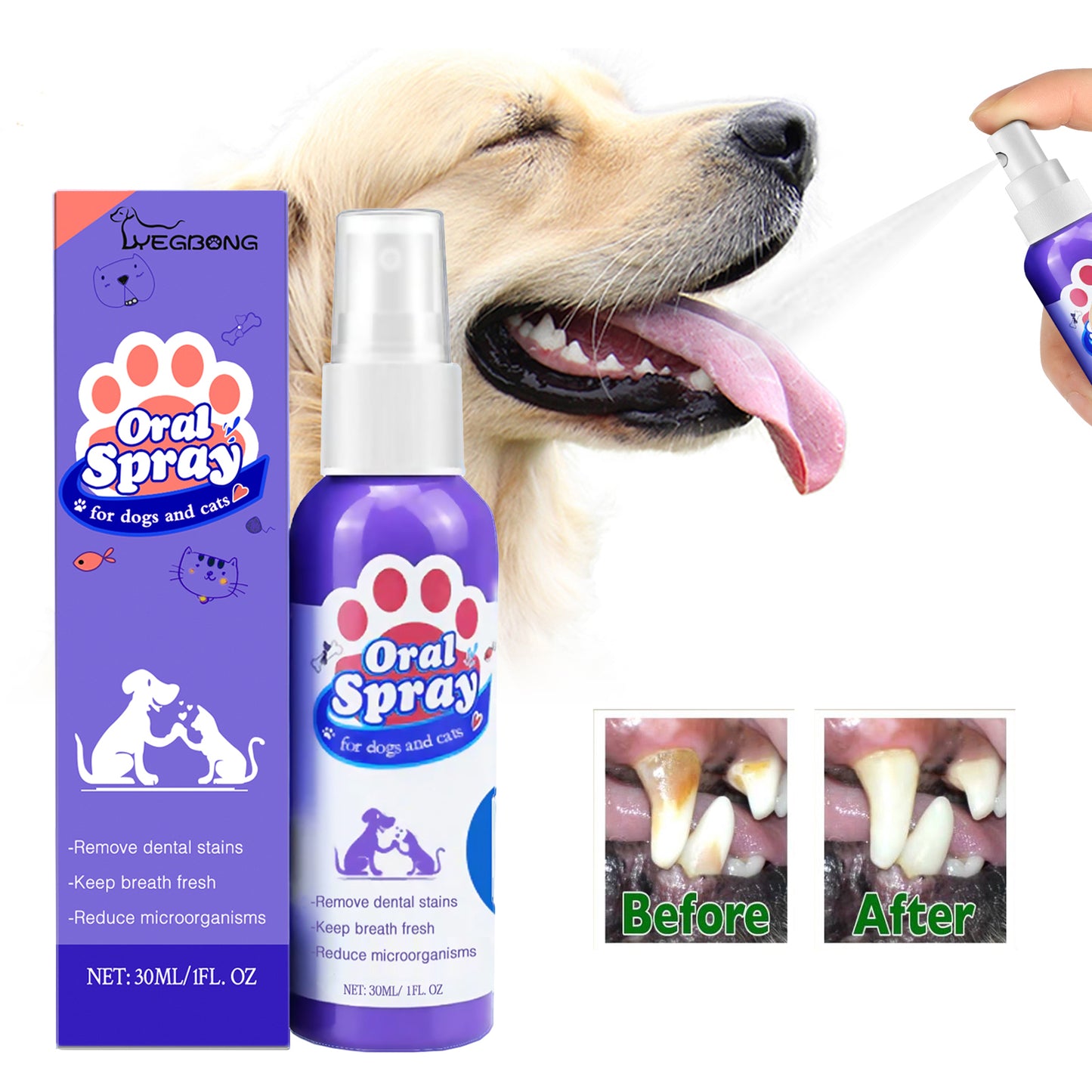 Cat and dog teeth cleaning ,remove tooth stains Fresh ,Pet oral care spray