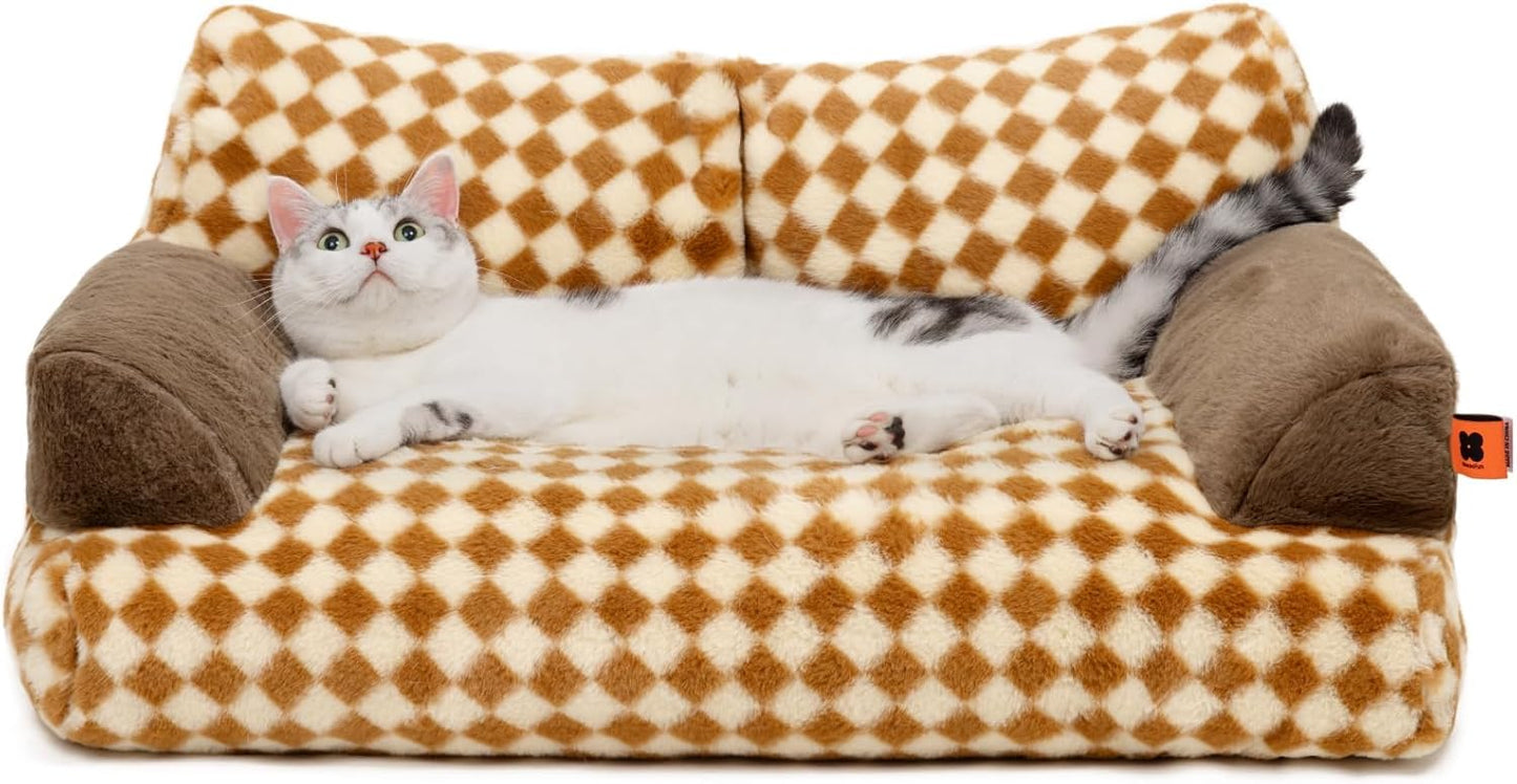 MEWOOFUN,Cat Bed,Washable Dog Beds,Fluffy Cat Couch,Non-Slip Bottom