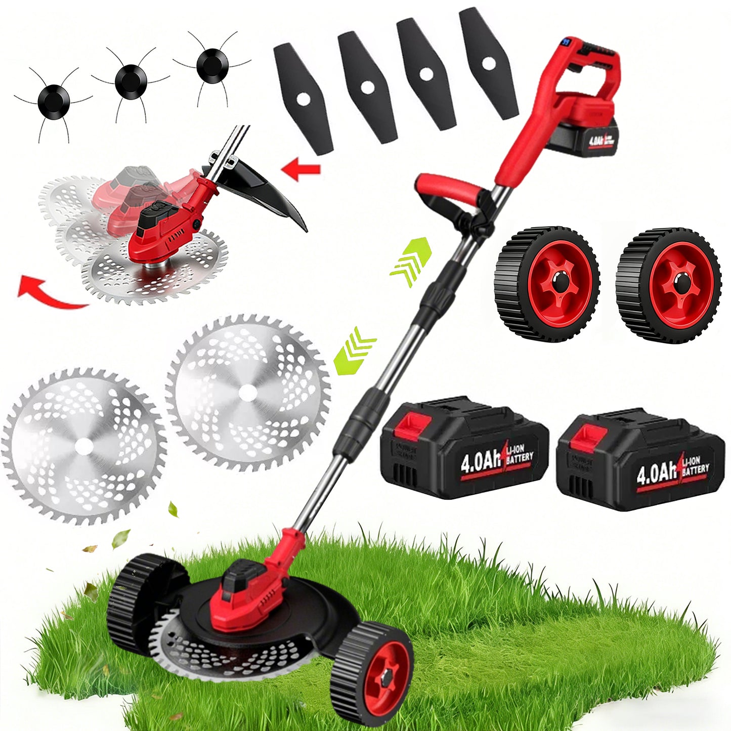 QUIETLEMON 9 inch 21V Cordless Electric Weed Eater, Battery Powered Weed Wacker & Lightweight Grass Trimmer with 4.0Ah Battery for Trimming and Edging