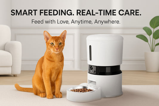 Smart WiFi Pet Feeder – 1080P Dual Camera, Night Vision, Voice Control, Programmable Schedule – White