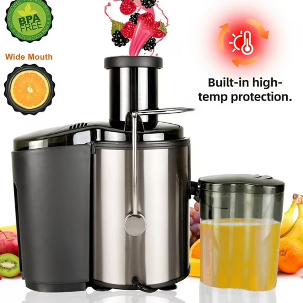 Acpouw 27fl oz Electric Juicer Machine, 3 Inch Wide Feed Chute, Centrifugal Juicer for Whole Fruits and Vegetables, Easy to Clean, Silver