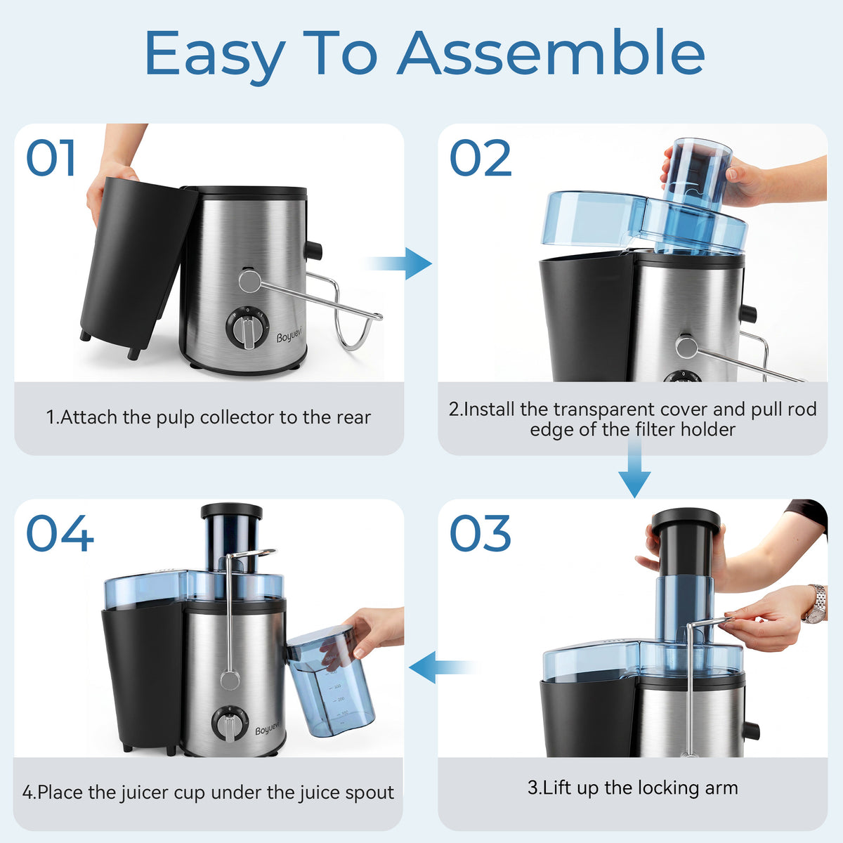 Acpouw 27fl oz Electric Juicer Machine, 3 Inch Wide Feed Chute, Centrifugal Juicer for Whole Fruits and Vegetables, Easy to Clean, Silver