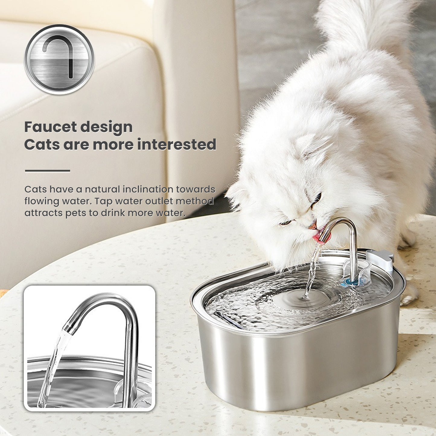 Indoor Pet Drinking Fountain - For Cats and Dogs