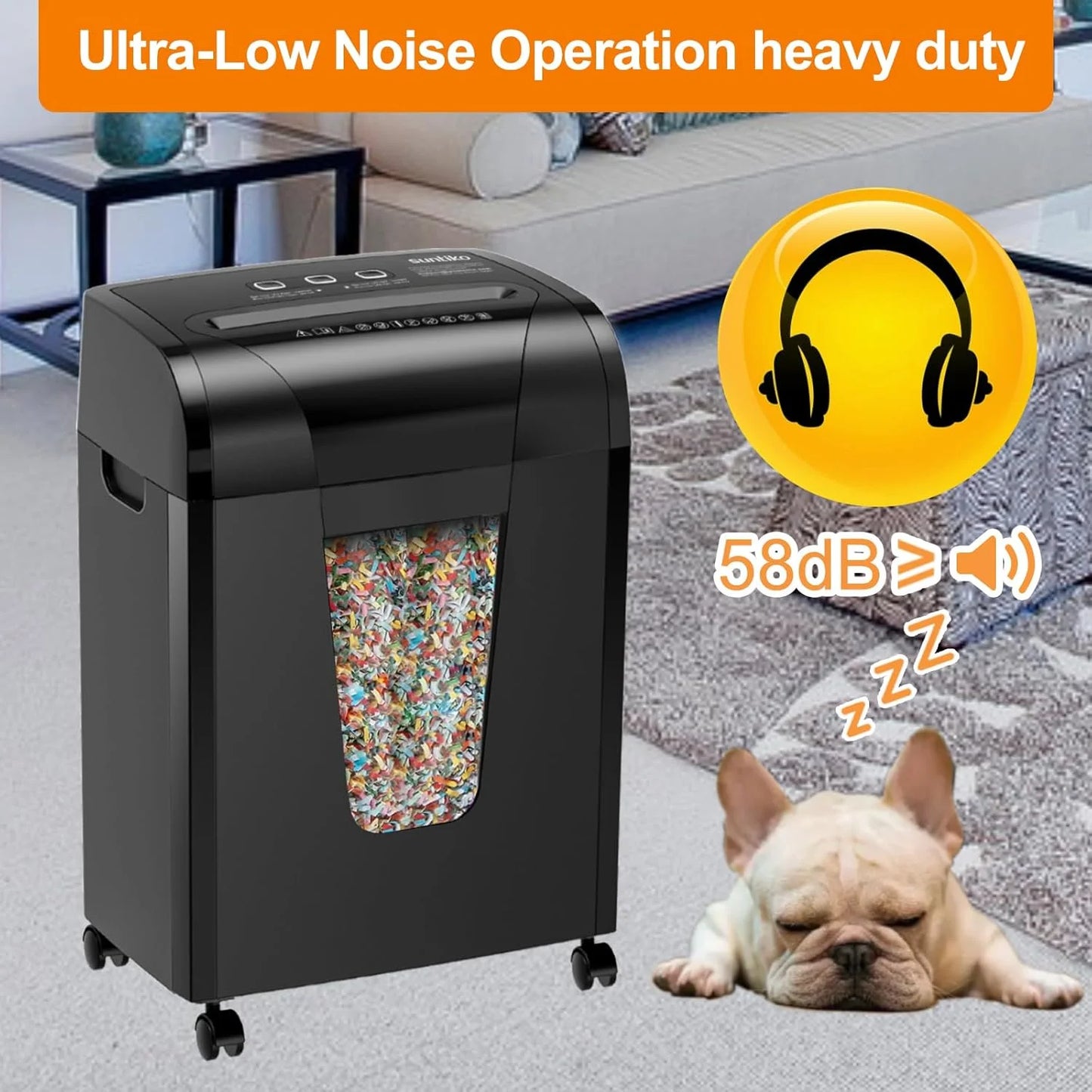 Paper Shredder, 18-Sheet Cross Cut Level P-4, Shred Paper/Credit Card/CD, with Large Pull Out Bin，Insert Auto Jam Proof System Shredder for Home&Office