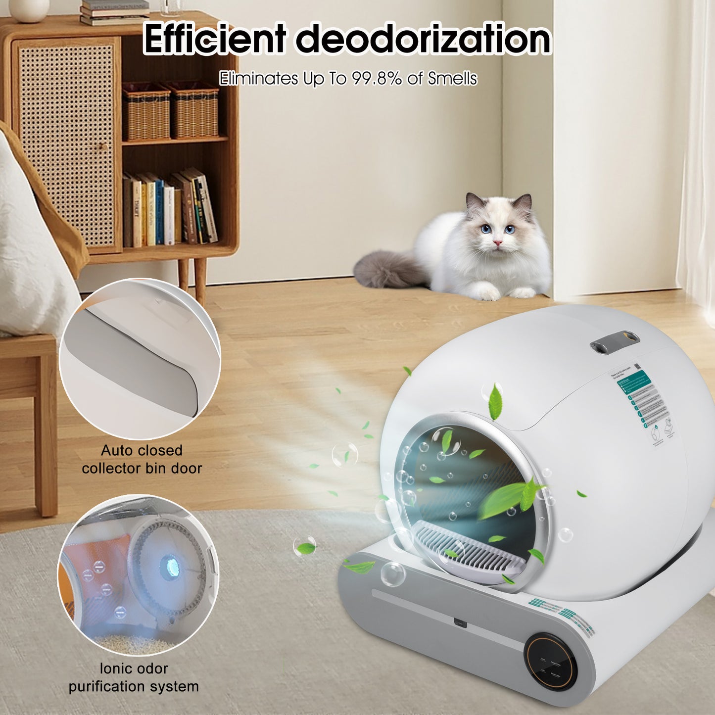 Self-cleaning litter box,Smart automatic litter box,Automatic scooping and deodorizing litter box