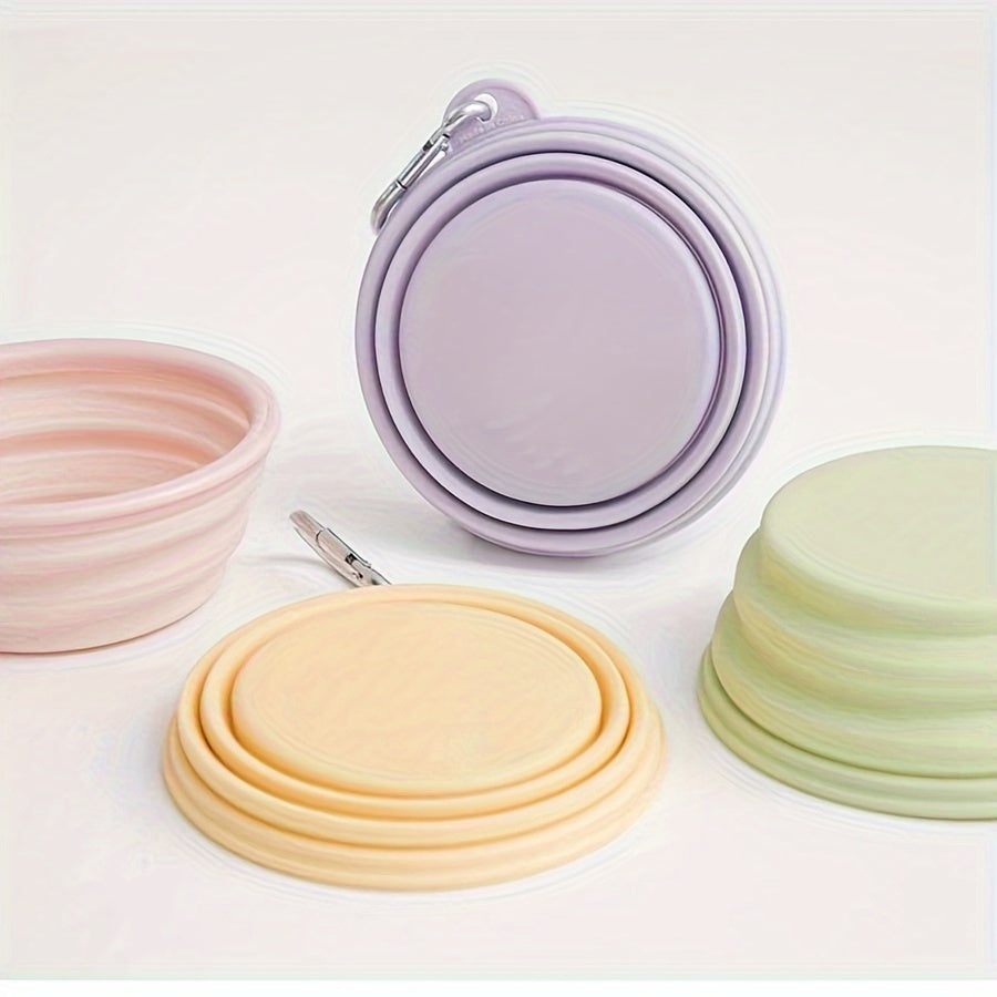 11.83oz Portable Foldable Pet Bowl – Macaron Color, Travel Silicone Bowl