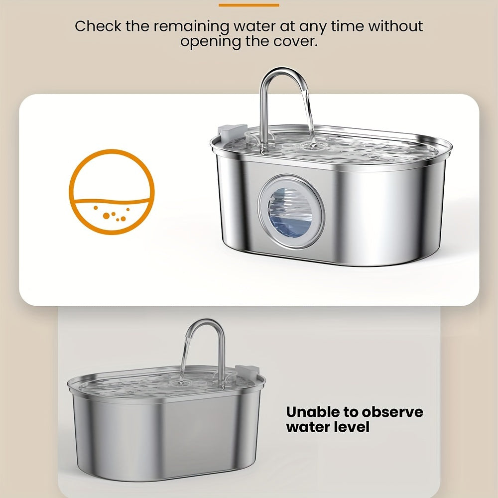 108.2oz Stainless Steel Smart Pet Water Fountain, USB Rechargeable, Faucet Design, Automatic Cat Water Dispenser