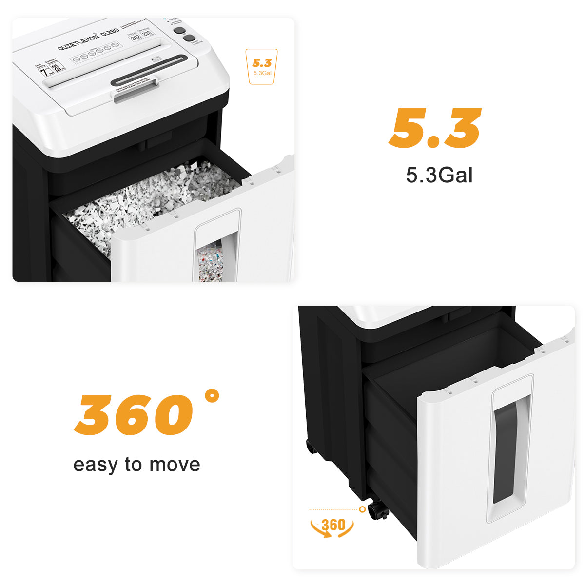 QUIETLEMON Heavy Duty Paper Shredder for Home Office, 150-Sheet Auto Feed Micro Cut Document Shredder, 5.3Gal Bin, P5 Security, Shreds Paper, Credit Card, CDs, Clips & Staples