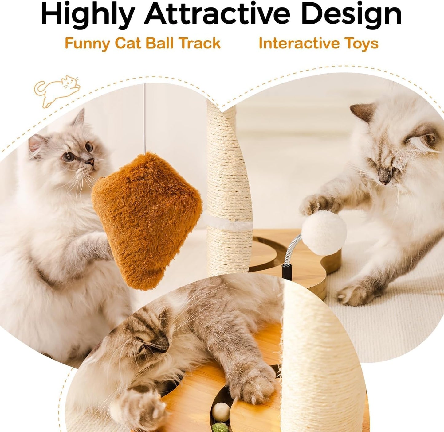 ROBOTIME ,MEWOOFUN,Cat Scratching Post With Bed