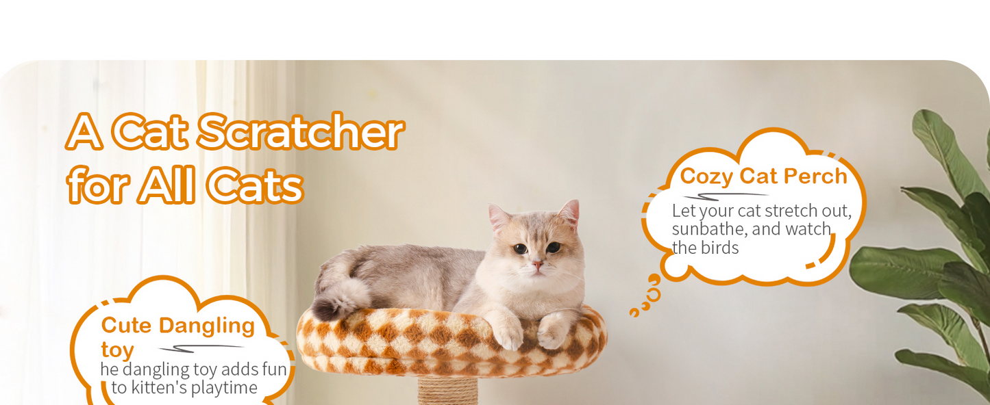 ROBOTIME ,MEWOOFUN,Cat Scratching Post With Bed