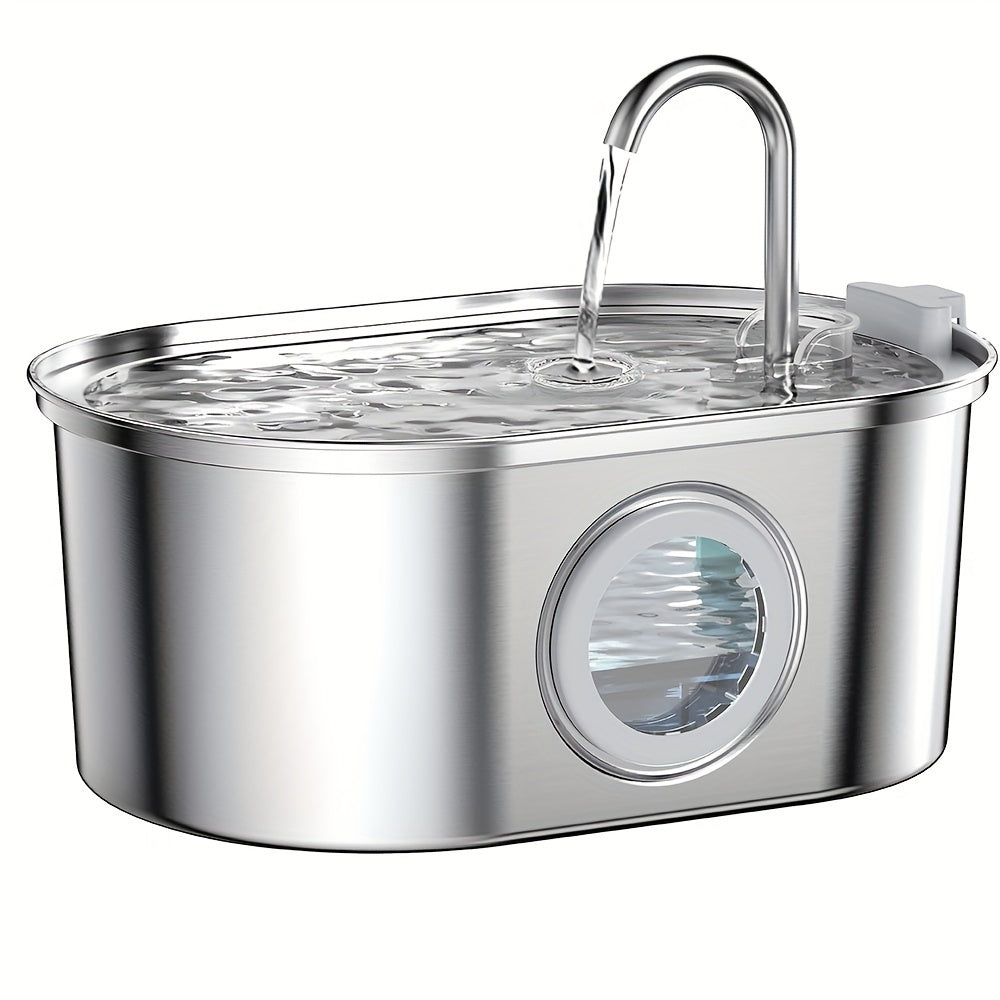 108.2oz Stainless Steel Smart Pet Water Fountain, USB Rechargeable, Faucet Design, Automatic Cat Water Dispenser