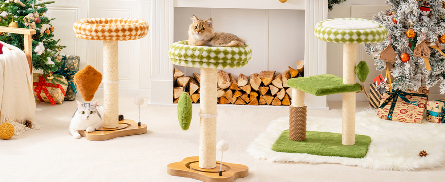 ROBOTIME ,MEWOOFUN,Cat Scratching Post With Bed