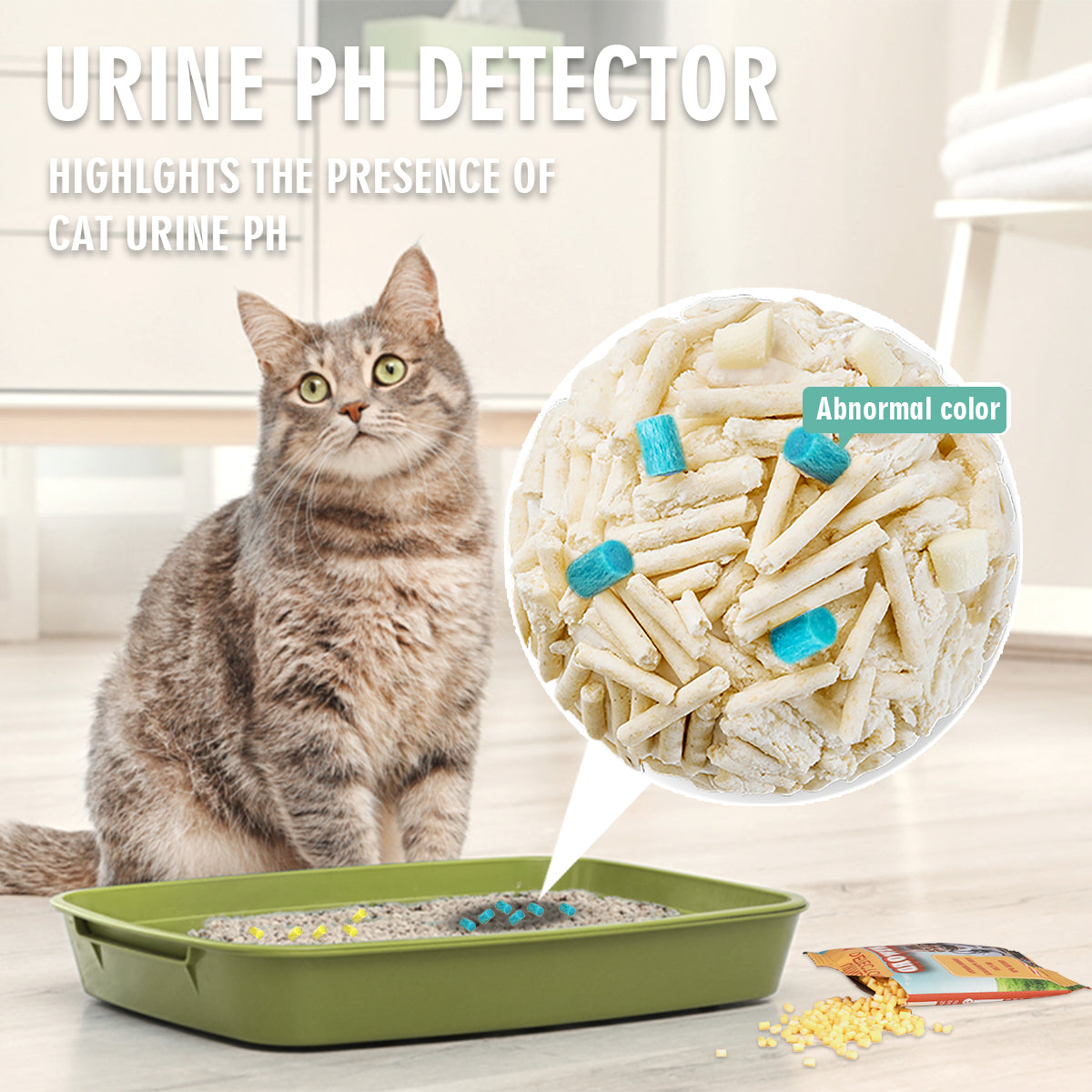 🟡 Product Title: Smart Color-Changing Cat Litter – Monitors Your Cat’s Health at Every Step