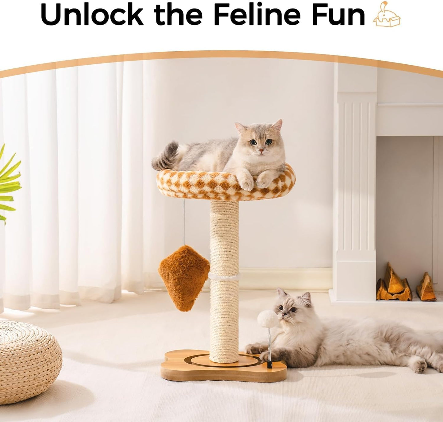 ROBOTIME ,MEWOOFUN,Cat Scratching Post With Bed
