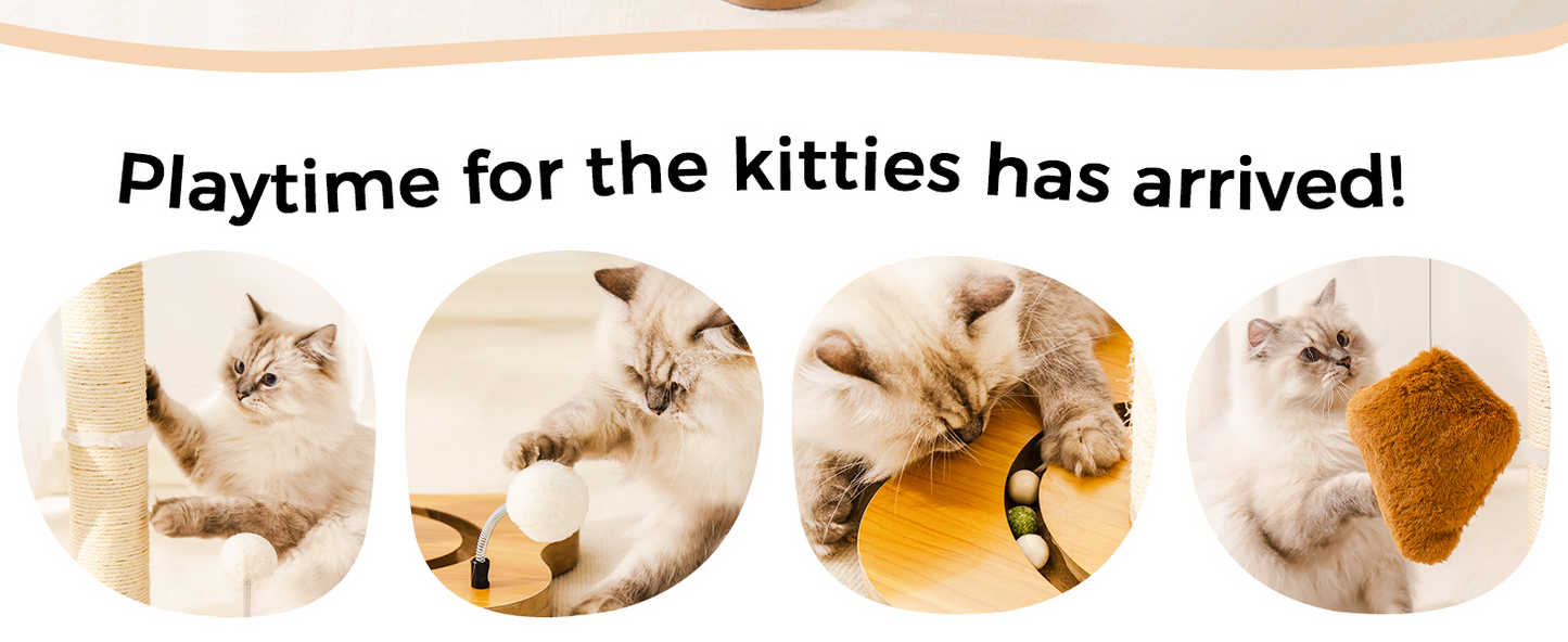 ROBOTIME ,MEWOOFUN,Cat Scratching Post With Bed