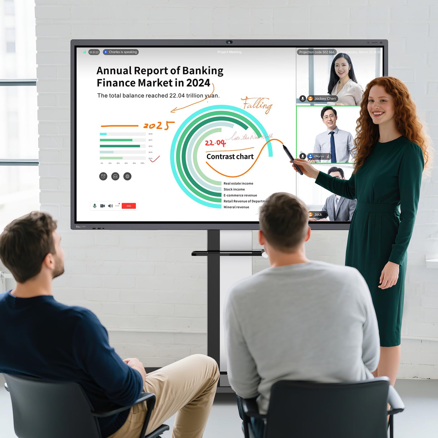 Horion 65-inch Smart Board 4k Interactive Display Digital Whiteboard with 48MP Camera Android 13 All in One 50-Point Multi-Touch Electronic Smart White Board for Office Classroom (with Wall Mount)