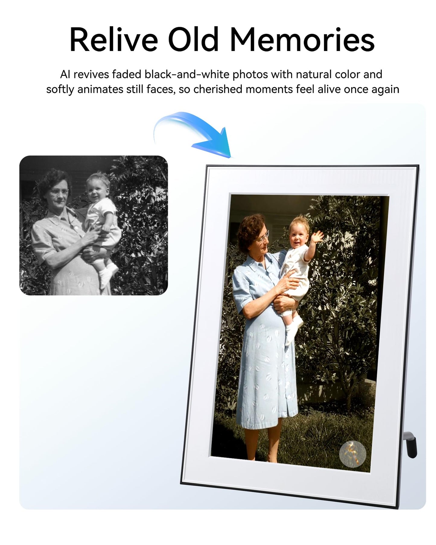 Homture 10.1in AI Magic Frame, WIFI Digital Picture Frame, Old Photo Alive,Unlimited & Free Cloud Storage Present for Mom Mother's Day