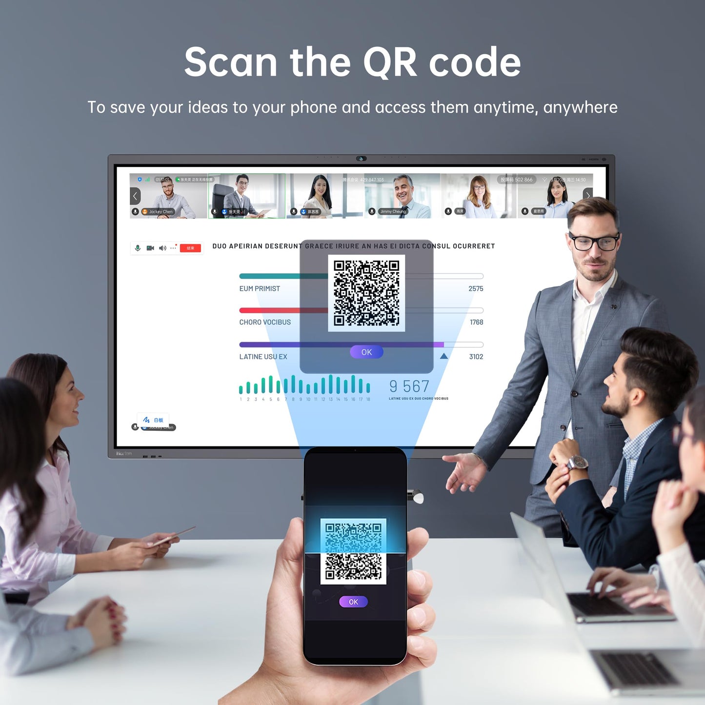 Horion 65-inch Smart Board 4k Interactive Display Digital Whiteboard with 48MP Camera Android 13 All in One 50-Point Multi-Touch Electronic Smart White Board for Office Classroom (with Wall Mount)