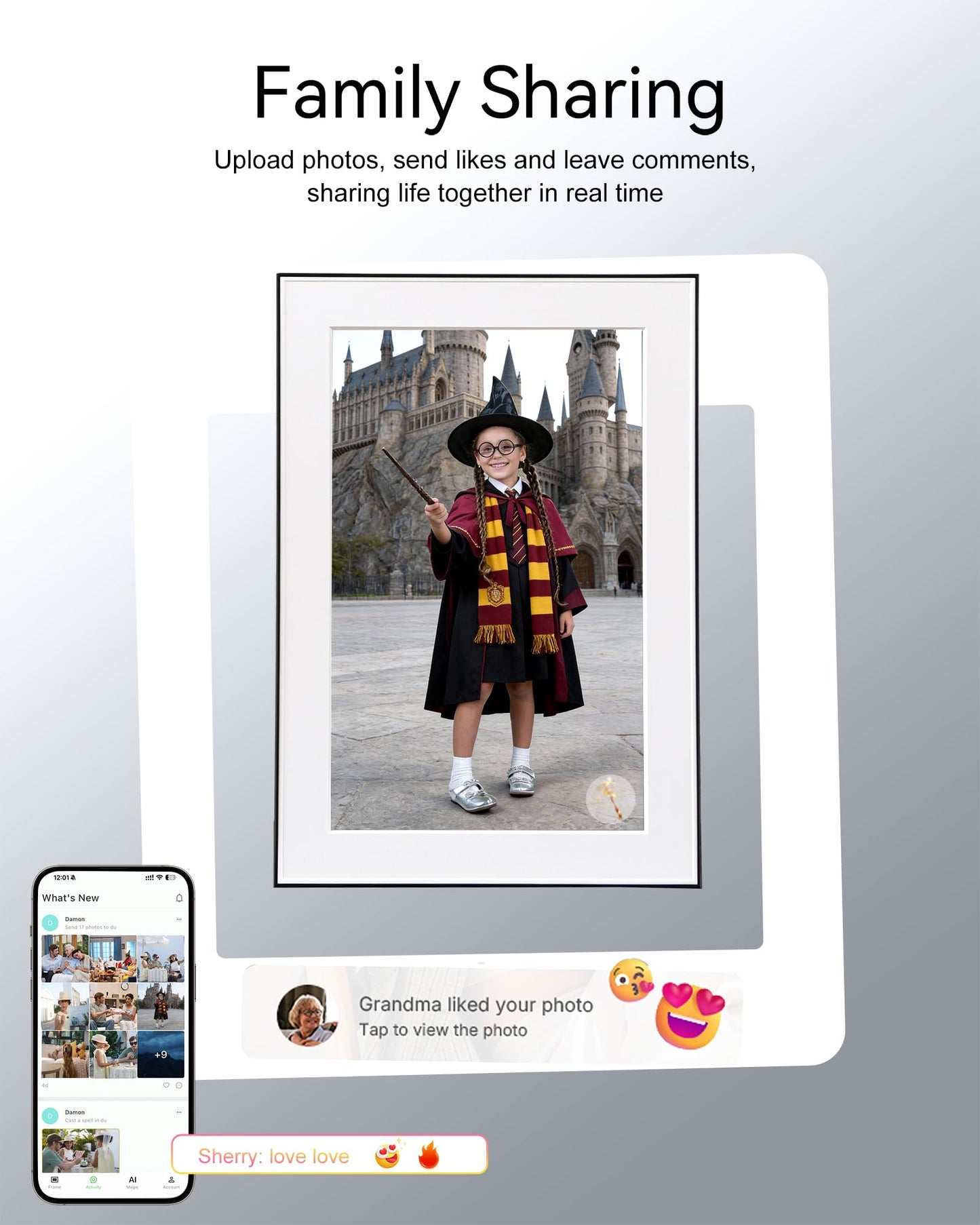 Homture 10.1in AI Magic Frame, WIFI Digital Picture Frame, Old Photo Alive,Unlimited & Free Cloud Storage Present for Mom Mother's Day