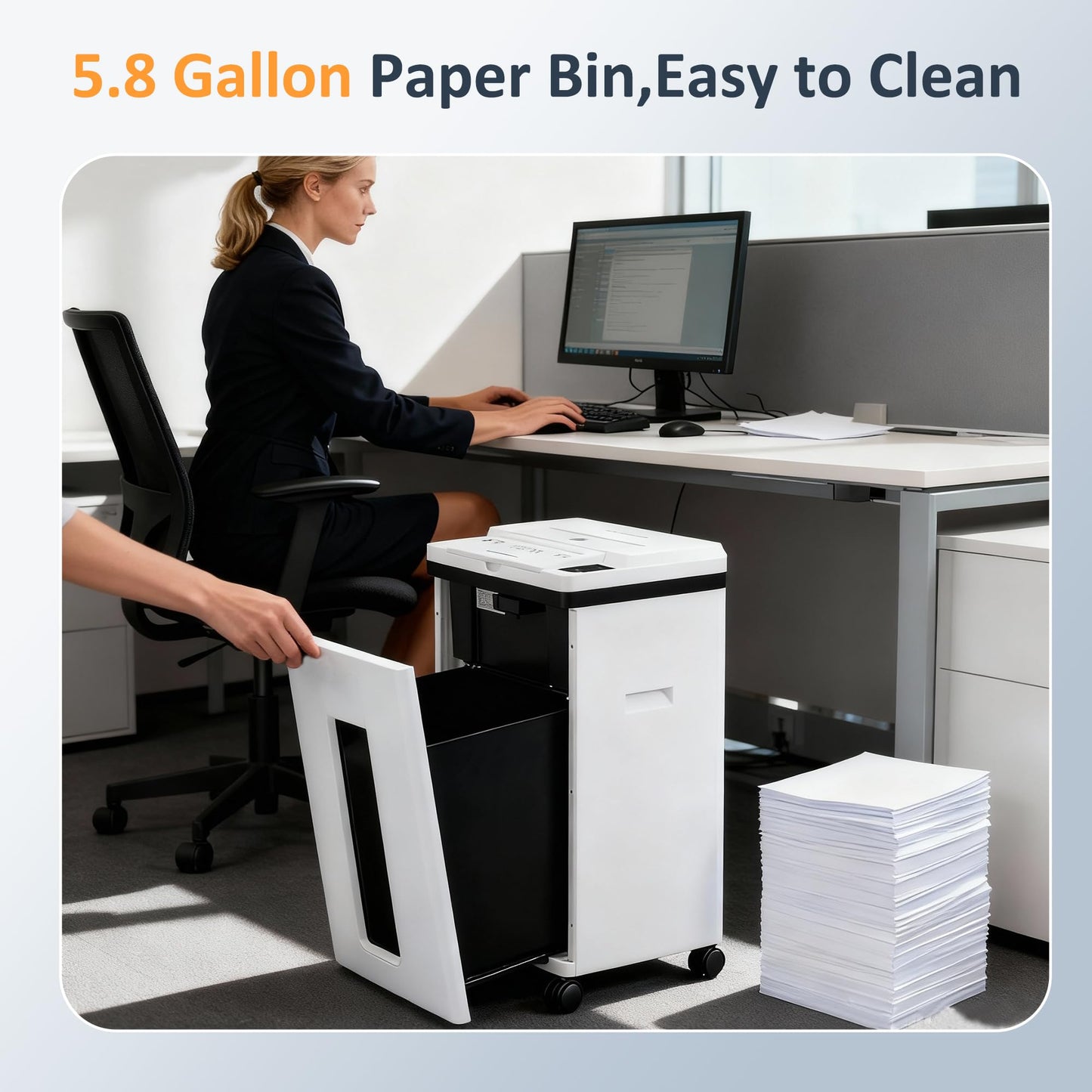 QUIETLEMON 200-Sheet Auto Feed Paper Shredder, Heavy Duty Micro Cut Shredders, 40 Min Non-Stop, P-5 Ultra Security Commercial Shredder for Home Office,5.8 Gal Bin, <60 dB