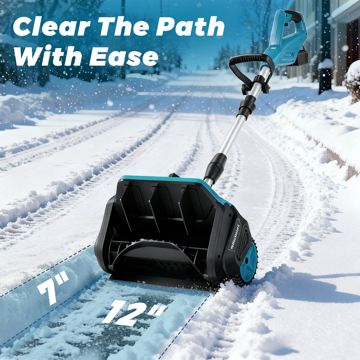 Acpouw Cordless Snow Shovel, 21V 12-inch Battery Powered Snow Thrower with Auxiliary Handle, with 4.0Ah Li-ion Battery & Charger, Adjustable 3-Direction Discharge